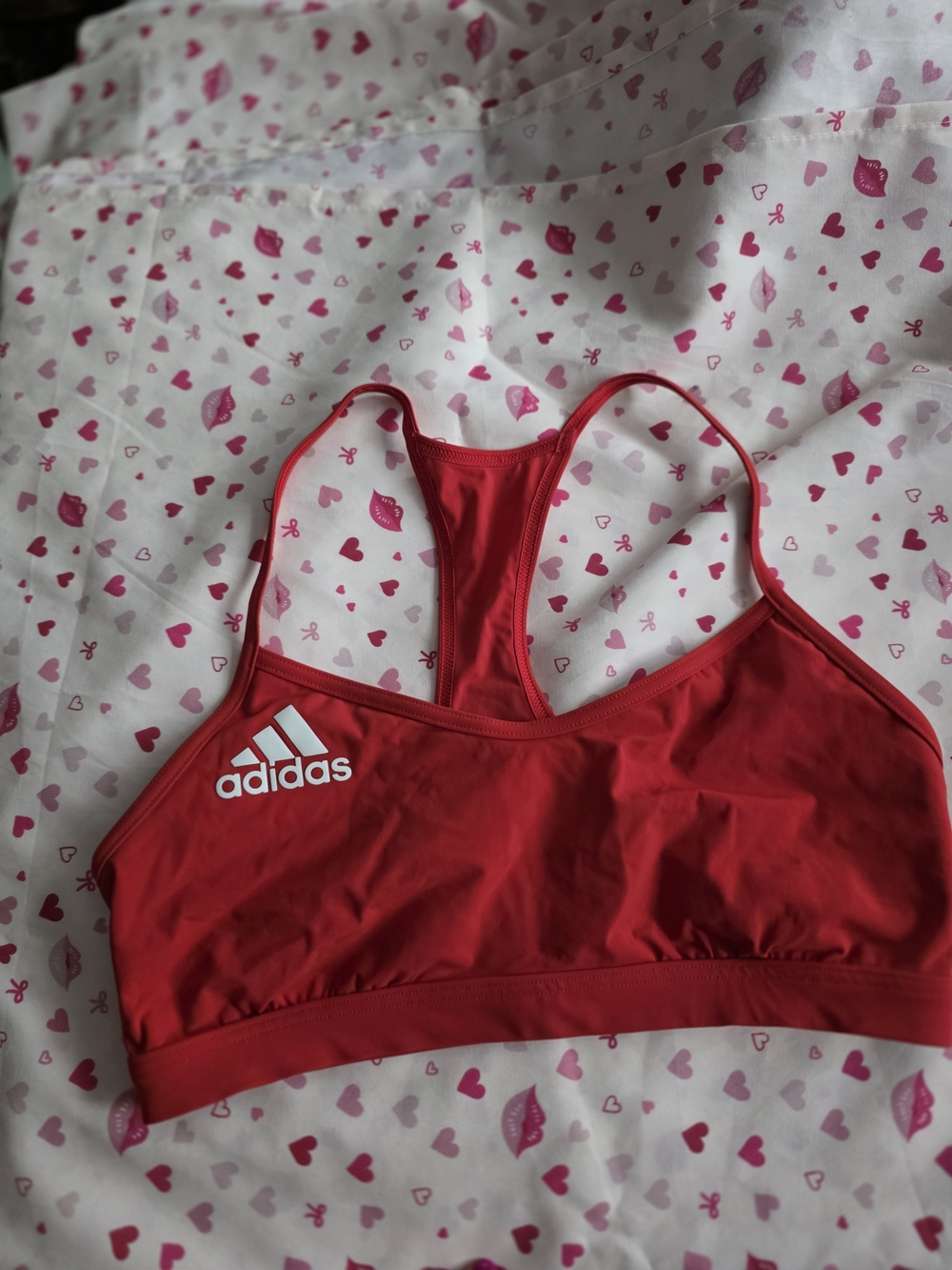 adidas Bright Red Racerback Bikini Top with White Logo